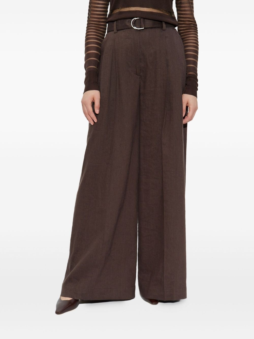high-waisted belted trousers - 3