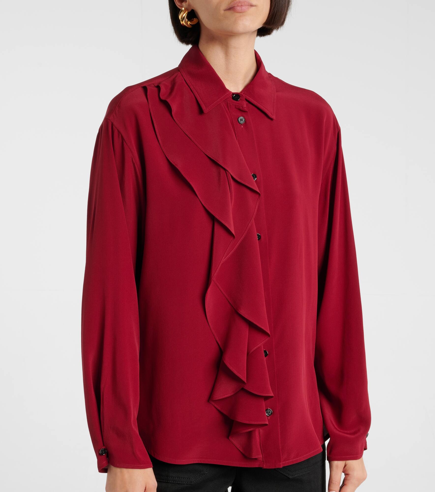 Ruffled silk blouse - 4
