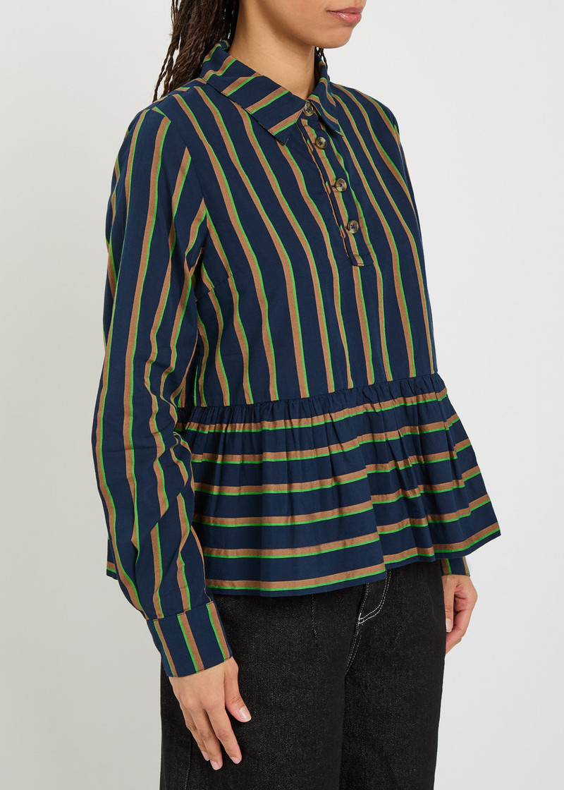 DAMSON MADDER. Damson Madder Kinsley Striped Cotton-poplin Shirt outlook