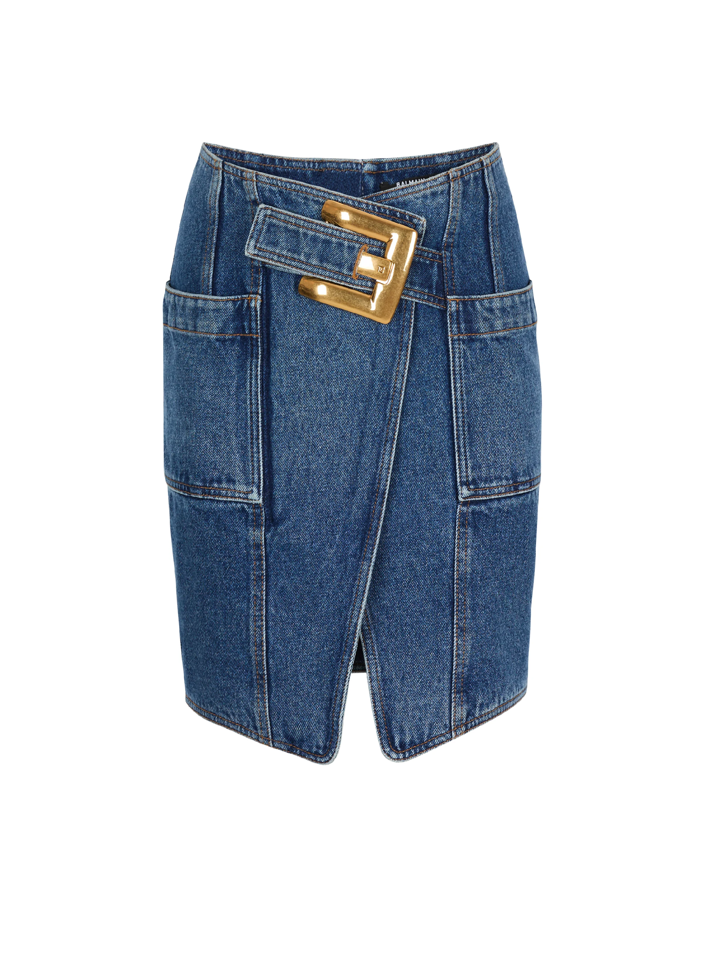 Short denim skirt with belt - 1