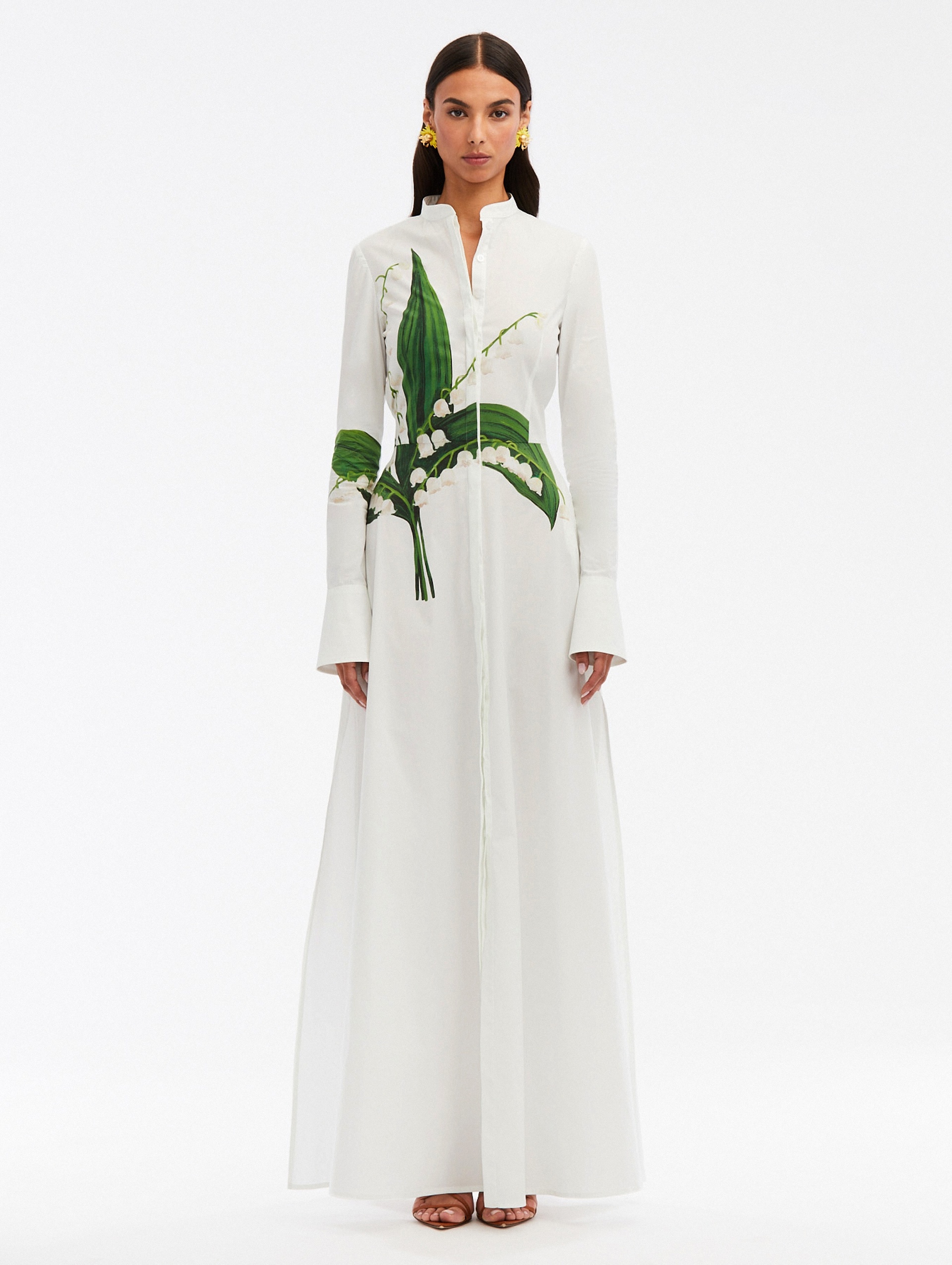 Oscar de la Renta LILY OF THE VALLEY COTTON POPLIN CAFTAN REVERSIBLE