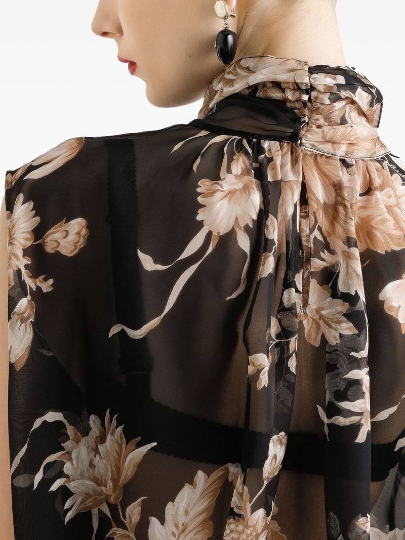 rose-print chiffon sleeveless top 5