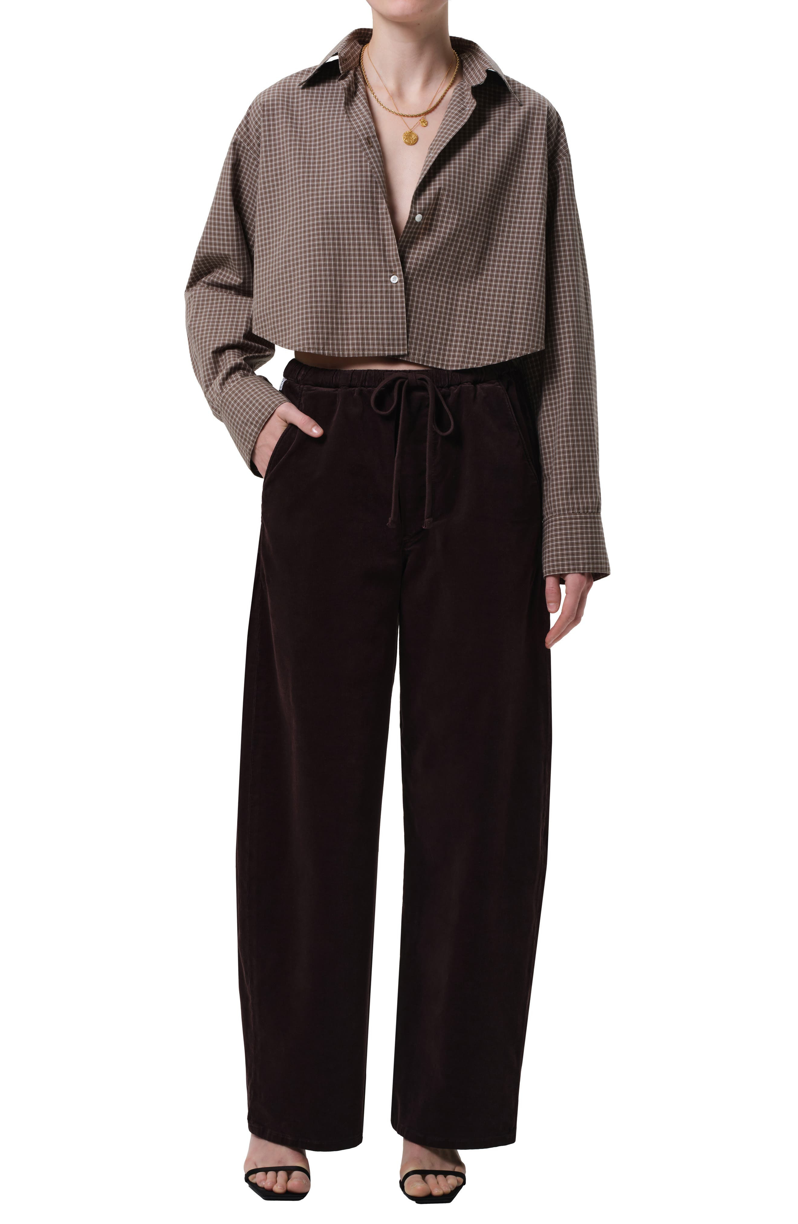 Citizens of Humanity Aurora Pull-On Stretch Cotton Pants in Barrister Dark Brown at Nordstrom - 5