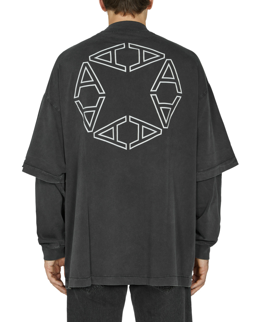 DOUBLE SLEEVE LASER CUT LOGO T-SHIRT - 5