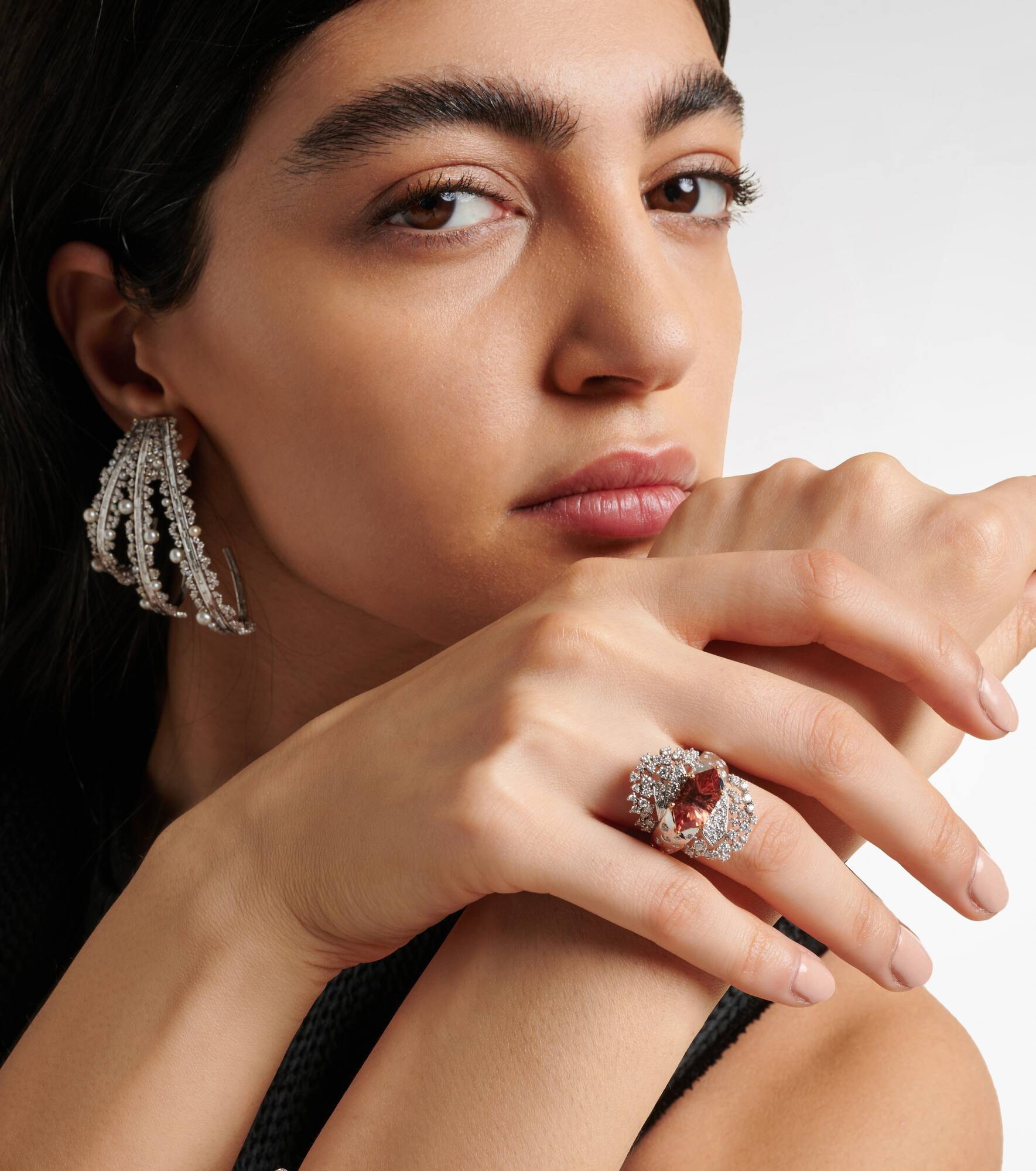 18kt white gold ring with diamonds and tourmaline - 3
