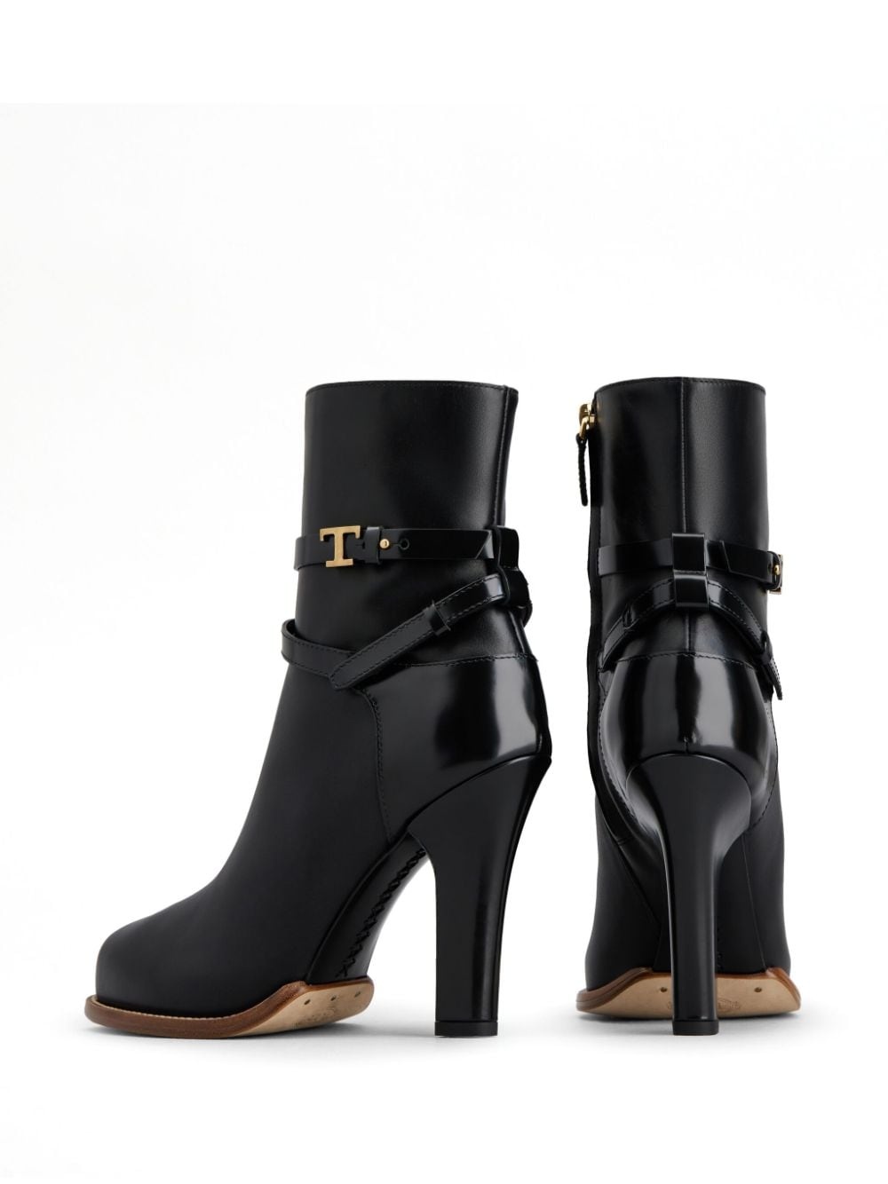 logo-plaque leather boots - 3
