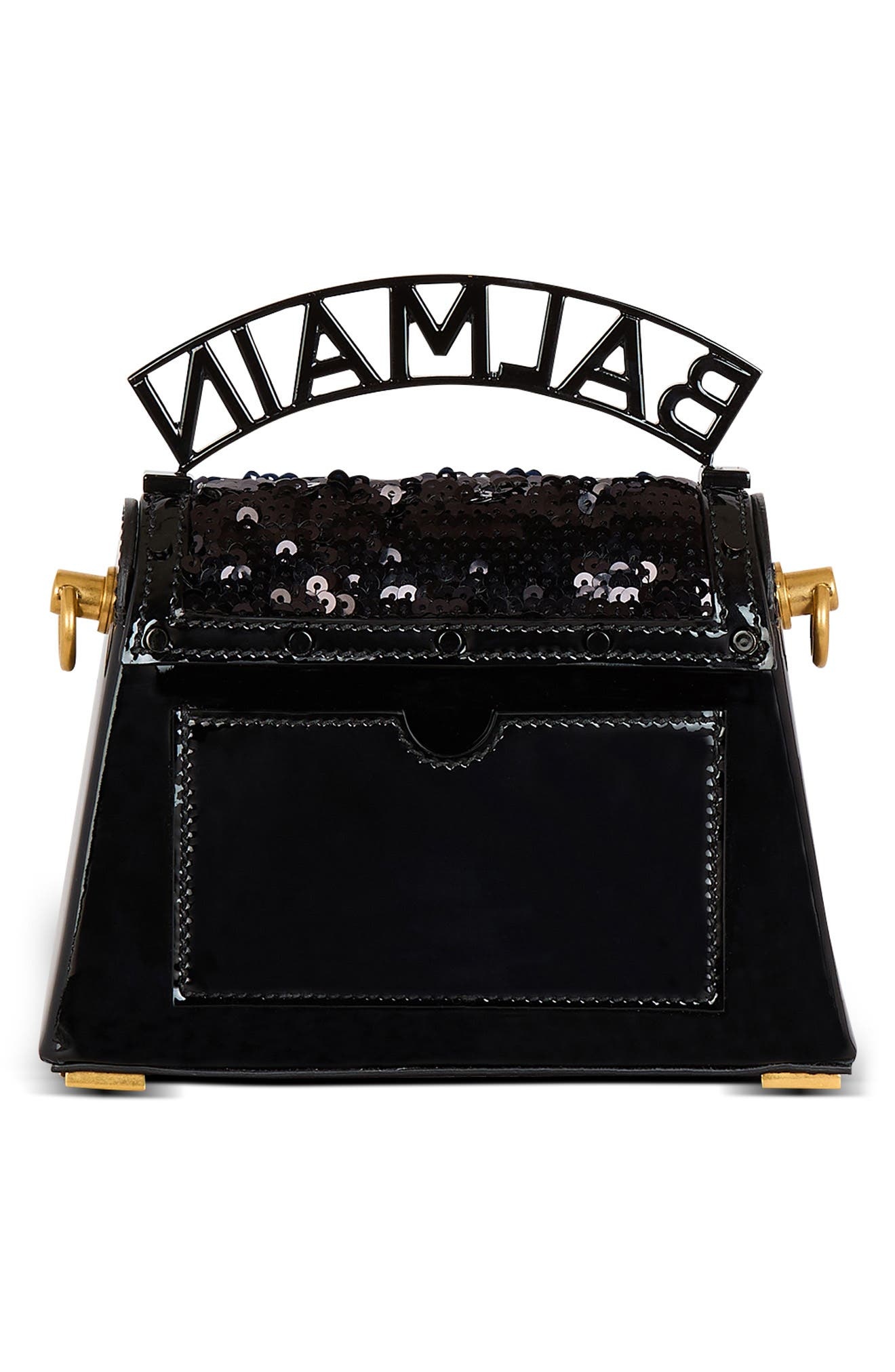 Balmain Small B-Buzz Dynasty Sequin & Leather Top Handle Bag in 0Pa Black at Nordstrom - 3