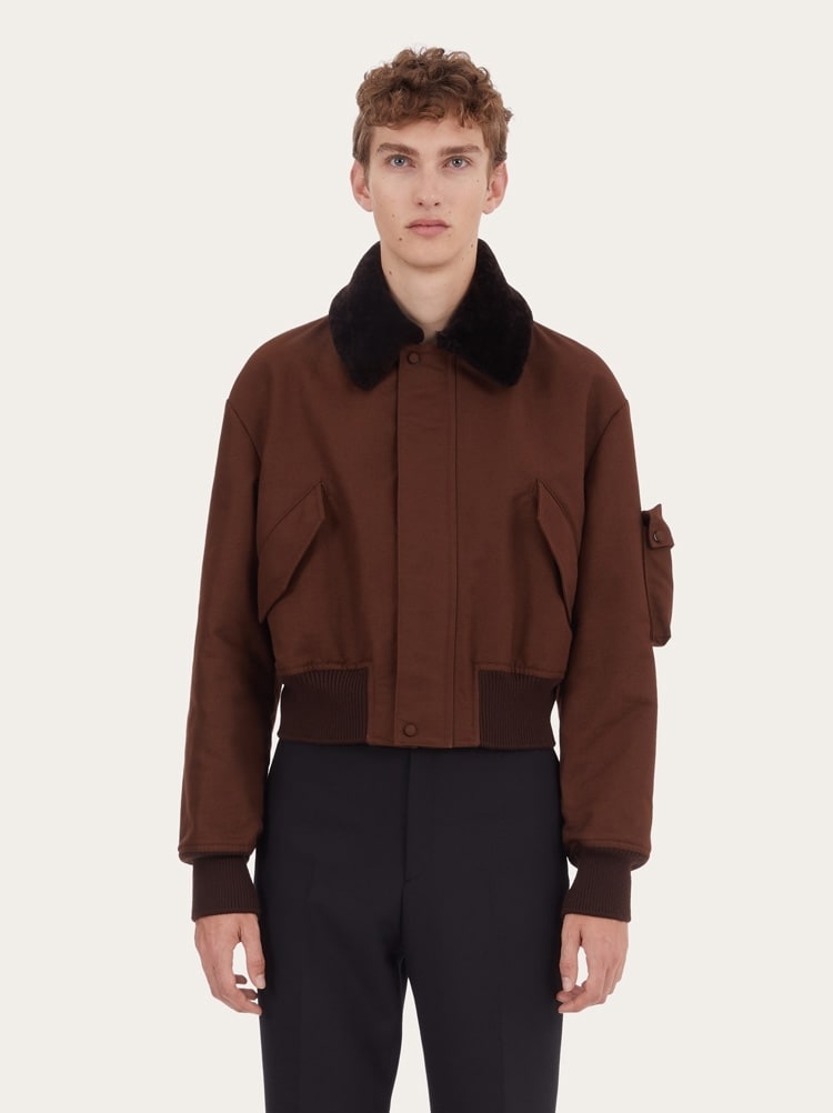 BLOUSON WITH SHEARLING NECK - 1