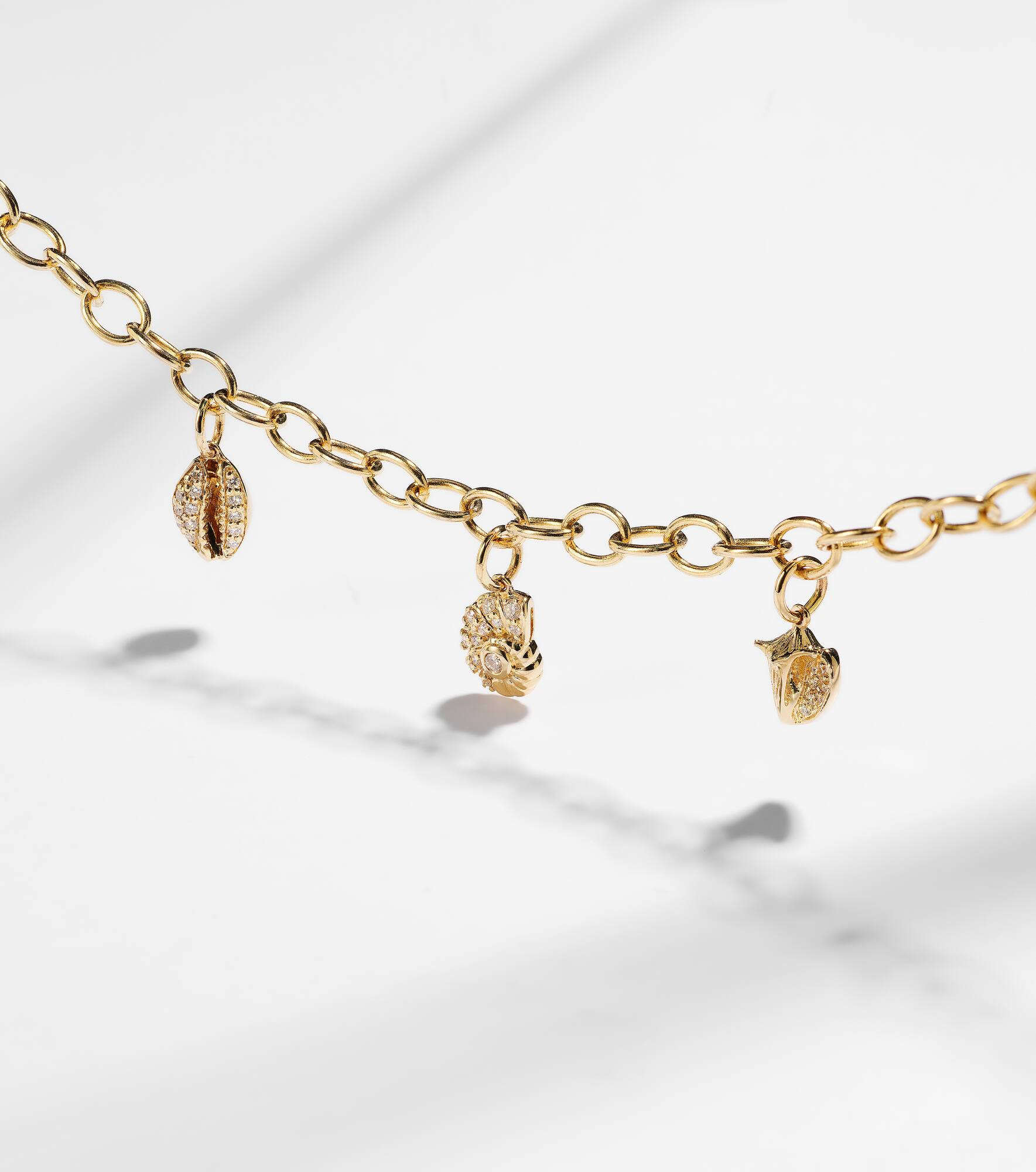 14kt gold charm bracelet with diamonds - 4