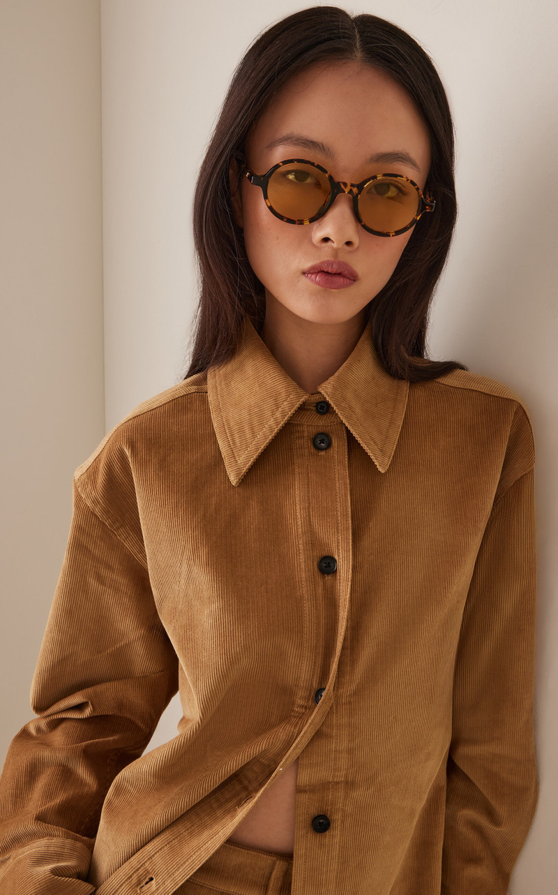 Bottega Veneta Round-Frame Acetate Sunglasses brown outlook