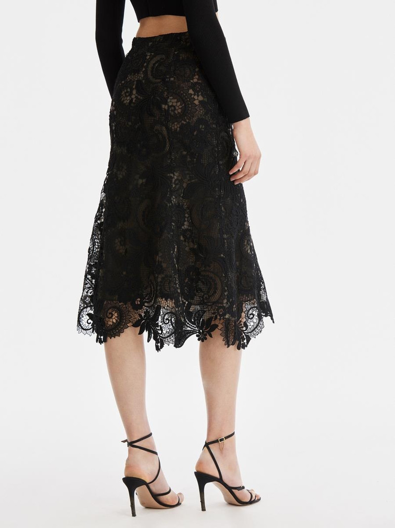 Oscar de la Renta CORDED SCROLL GUIPURE LACE FLARE SKIRT outlook