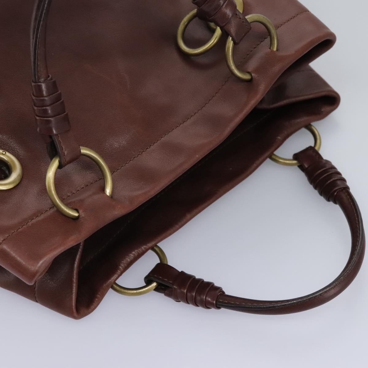 CELINE Hand Bag Leather Brown Gold - 6