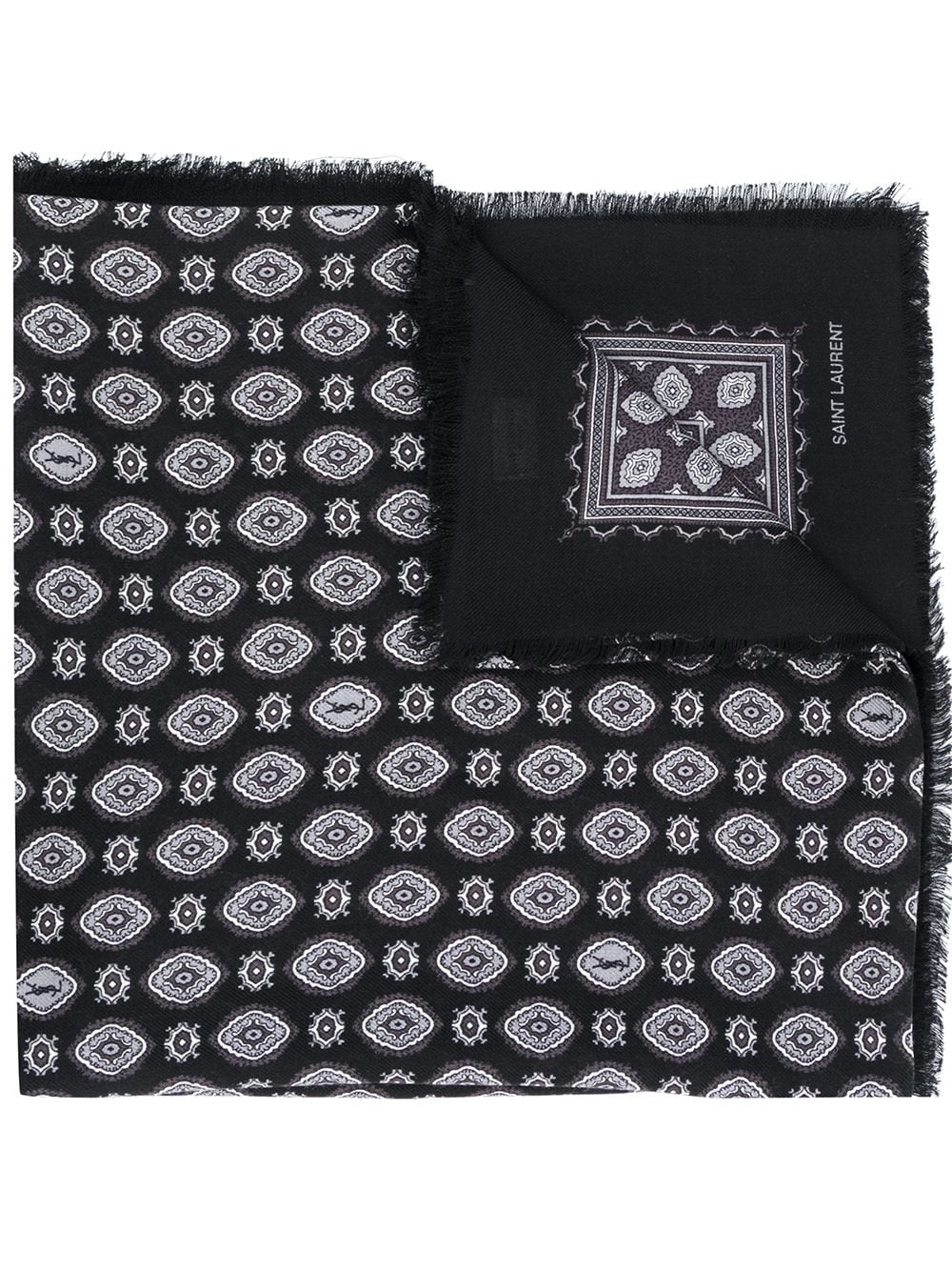 bandana-print frayed scarf - 1