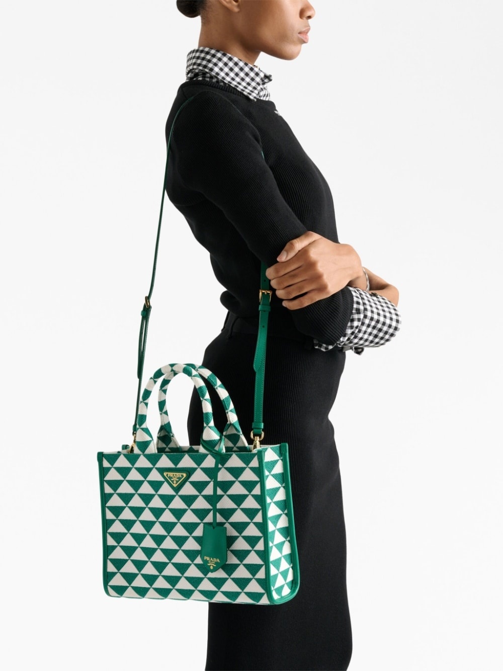 Small Prada Symbole embroidered fabric handbag - 3