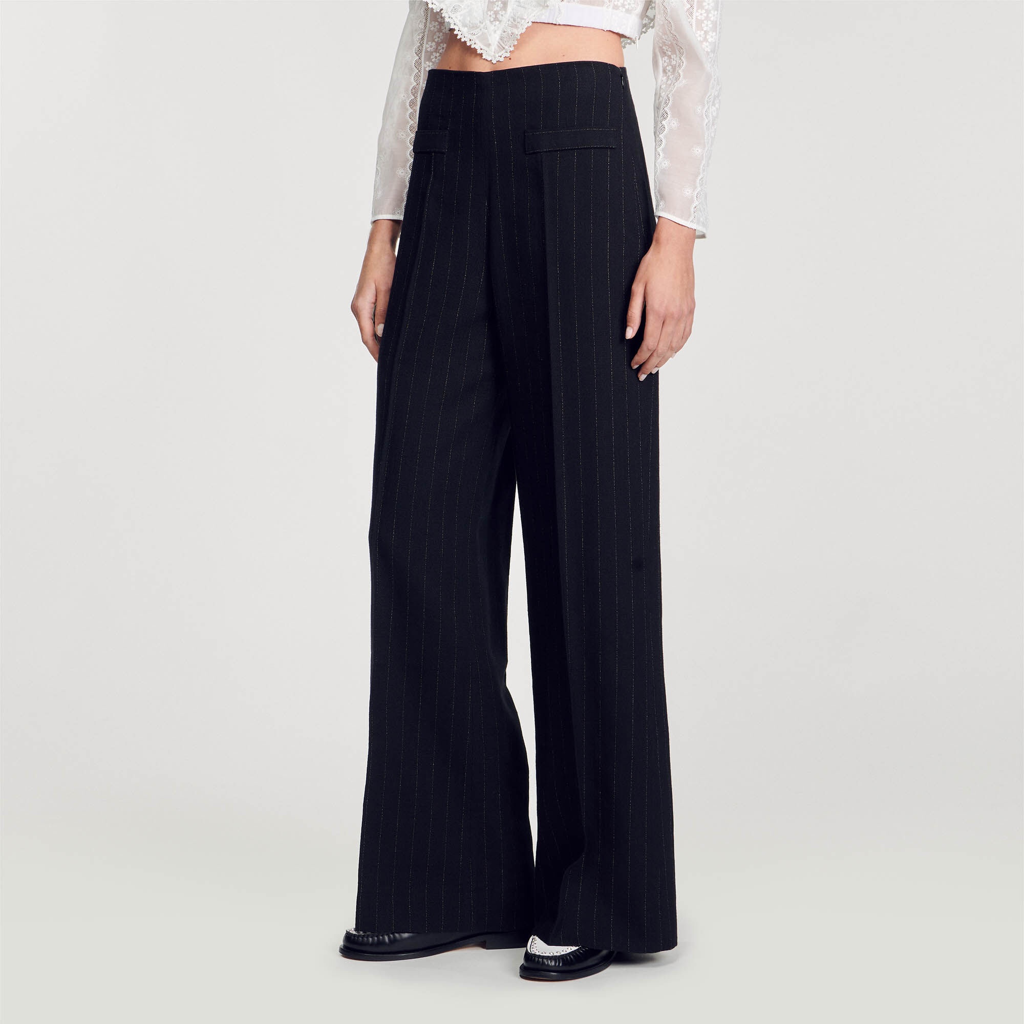 WIDE-LEG DOUBLE WAISTBAND TROUSERS - 5