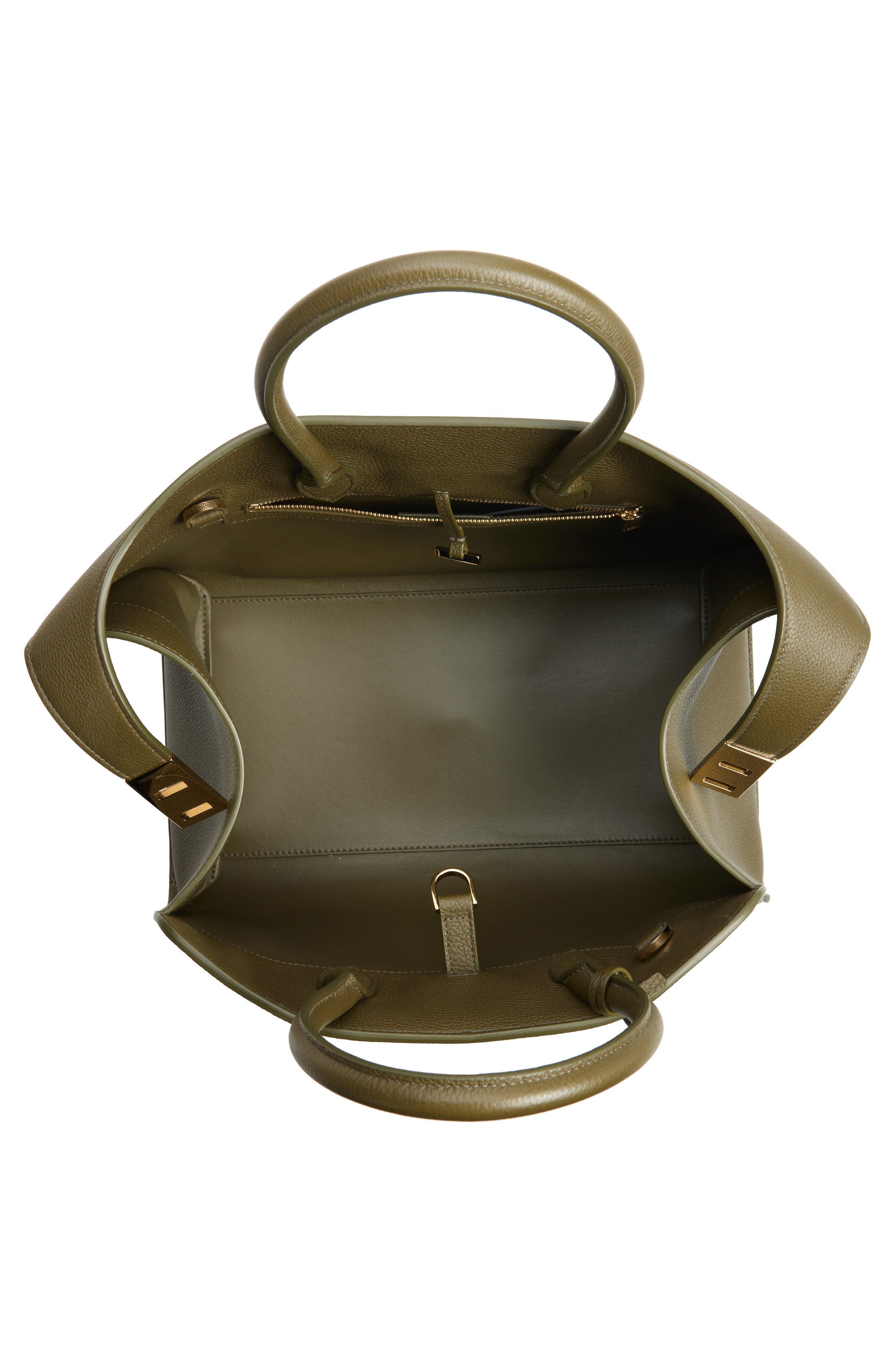 FERRAGAMO Small Hug Grained Leather Top Handle Bag in New Olive at Nordstrom - 5