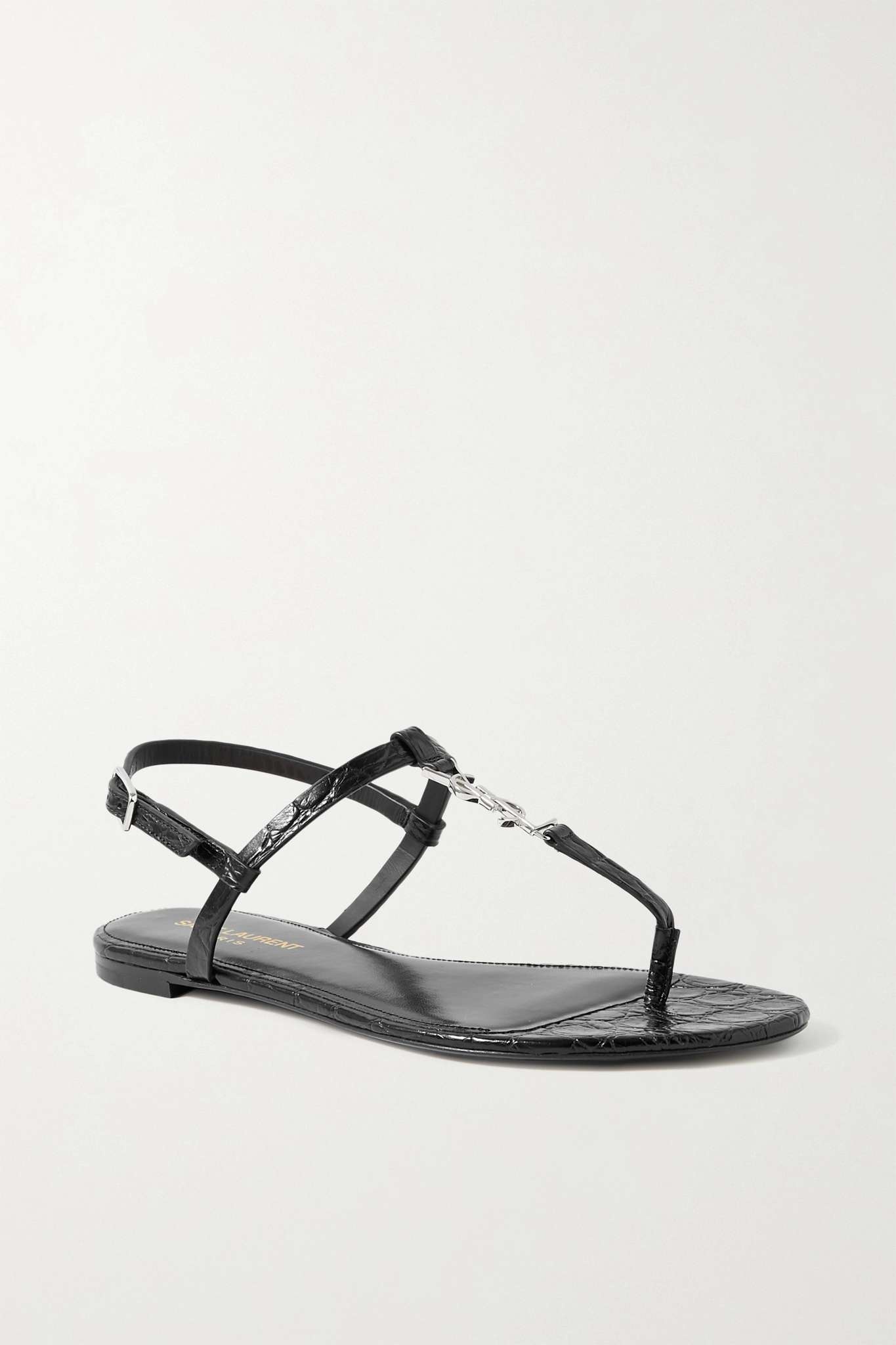 Cassandra logo-embellished croc-effect leather sandals - 1