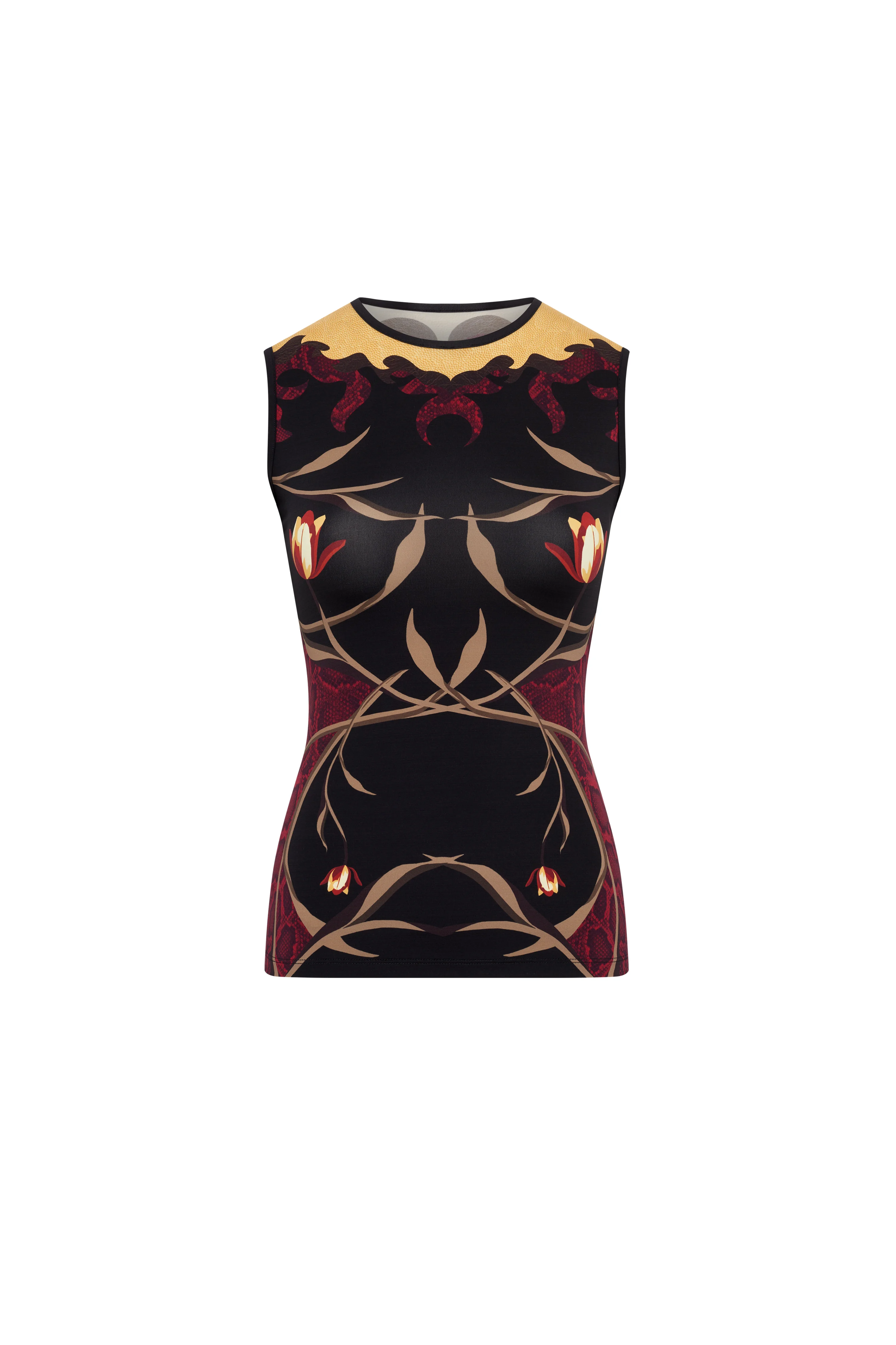 Flowers printed jersey second skin top - 1