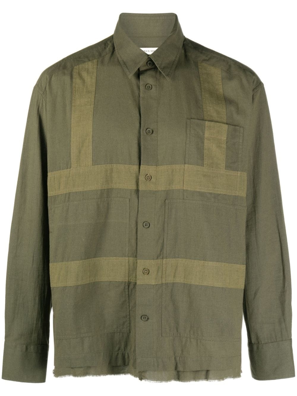 geometric-panelled cotton shirt - 1