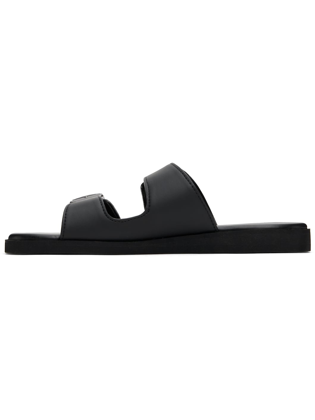 Black & Brown Pin-Buckle Sandals - 3