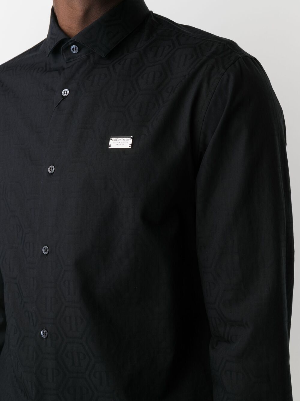 logo-plaque button-up shirt - 5