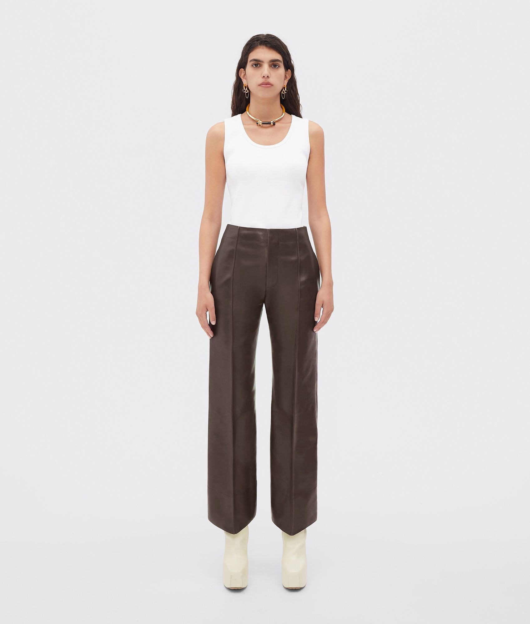 leather trousers with curved legs - 1