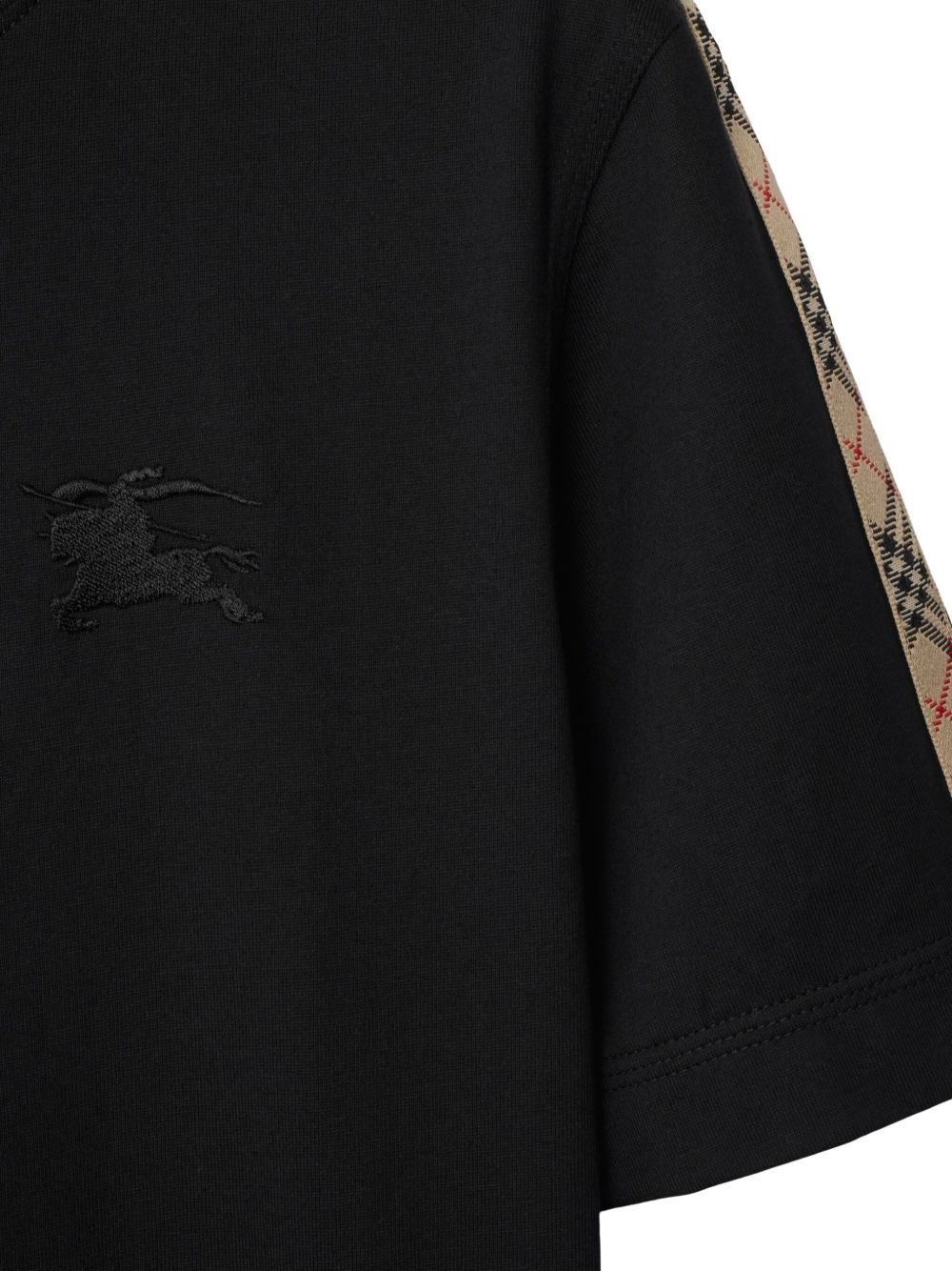 check-trim cotton t-shirt - 4