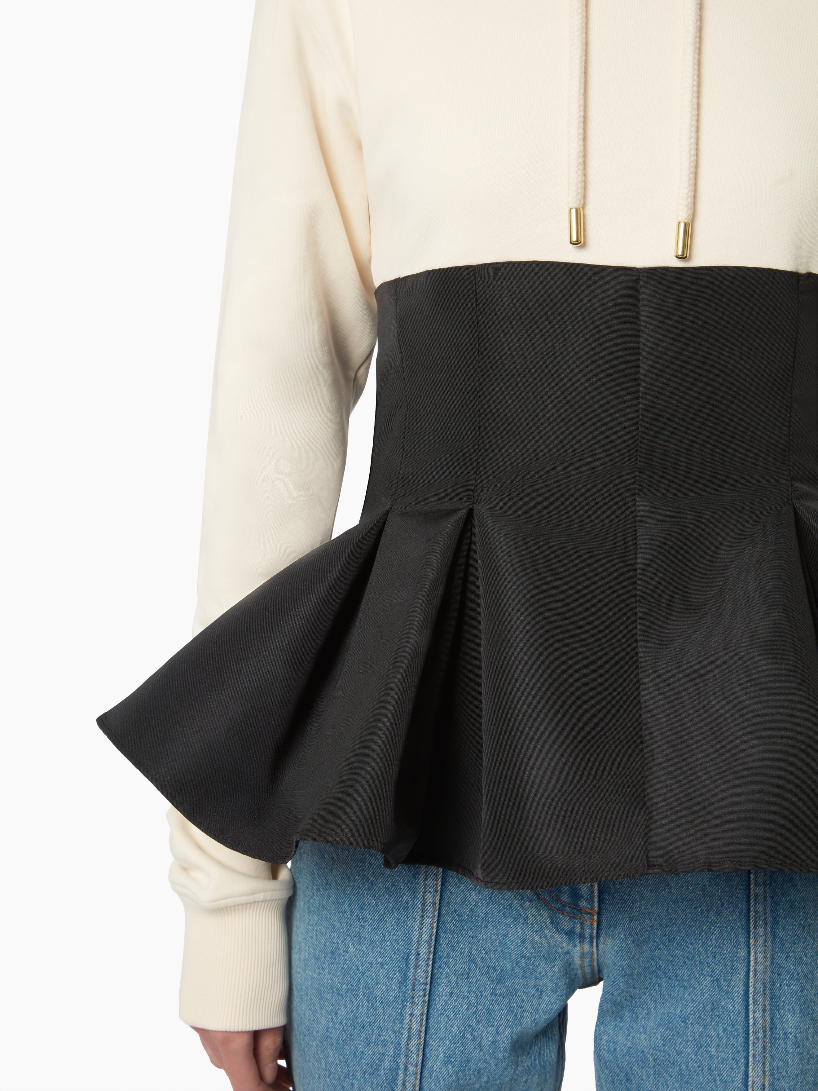 HOODIE WITH CONTRASTING PEPLUM - 3