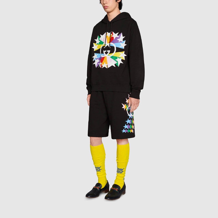Men's Gucci SS21 Interlock Double G Printing Cotton Shorts Black 663249-XJDNK-1082 - 2