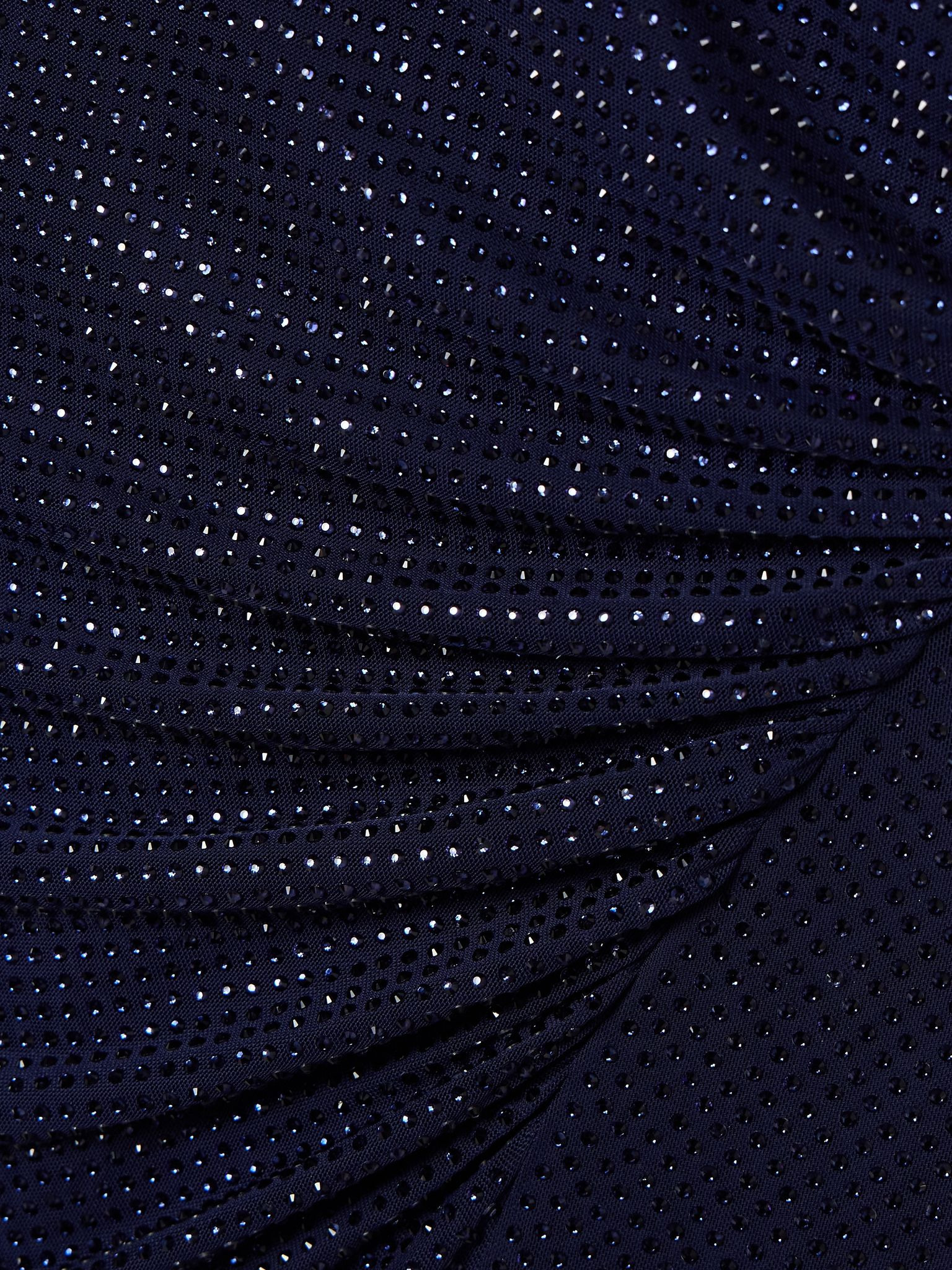 Crystal-embellished cutout draped stretch-jersey midi dress Navy - 4