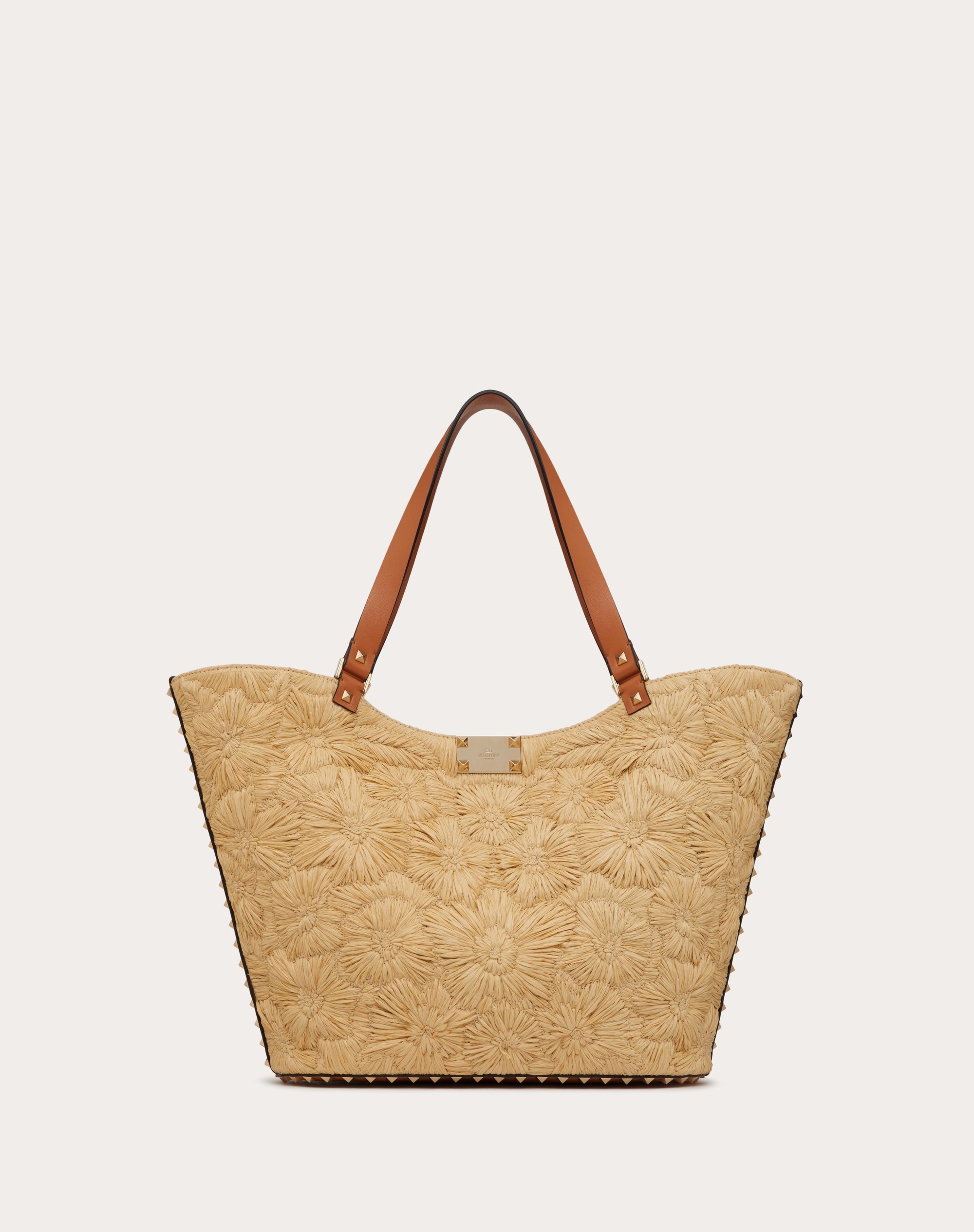 ROCKSTUD WOVEN RAFFIA SHOPPING BAG - 4