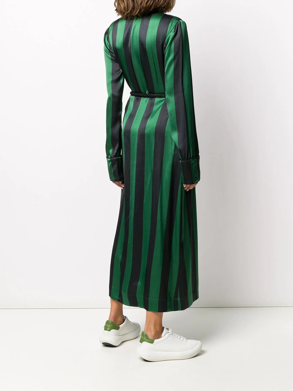 striped draped midi dress - 4