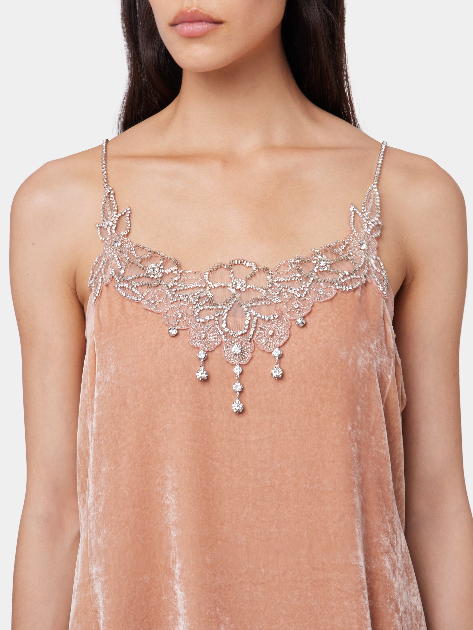 LIGHT PINK SHORT DRESS IN VELVET - 7