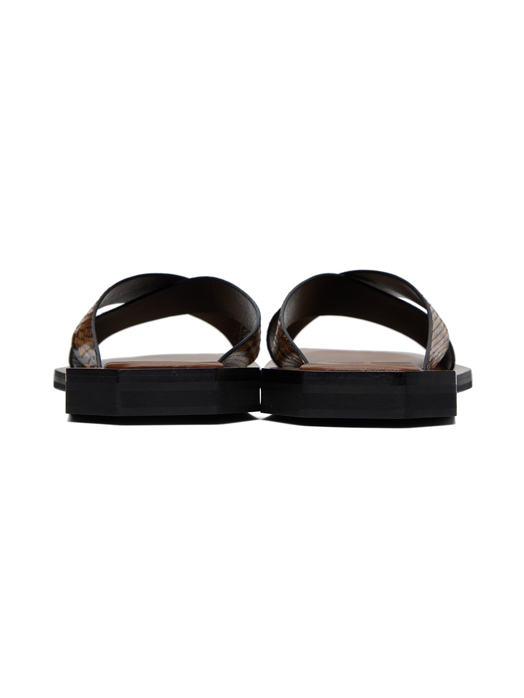 Brown Snake-Embossed Sandals - 2