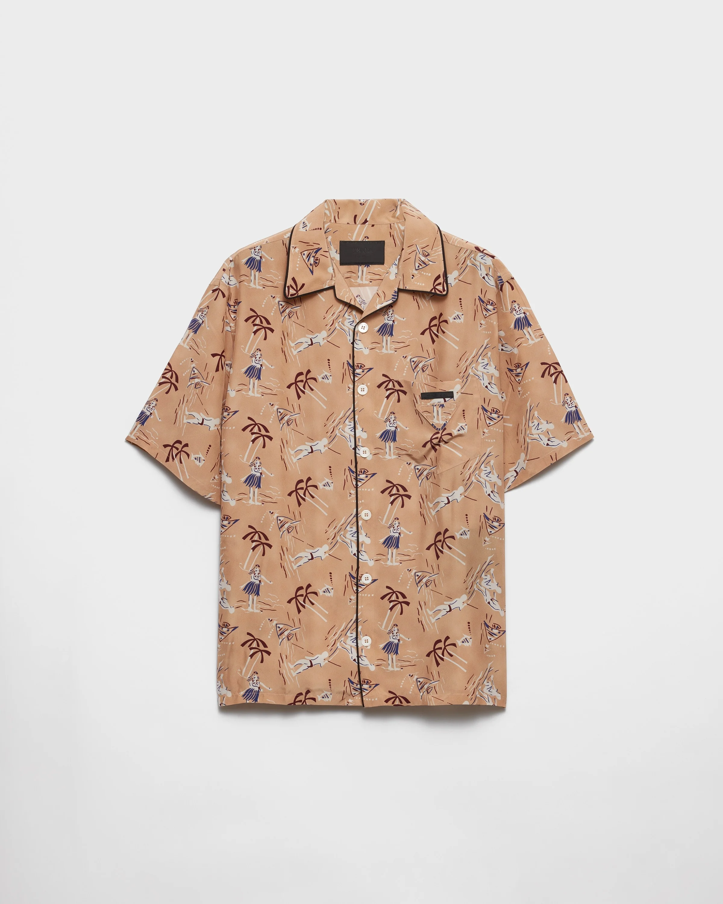 Printed silk blend bowling shirt - 1