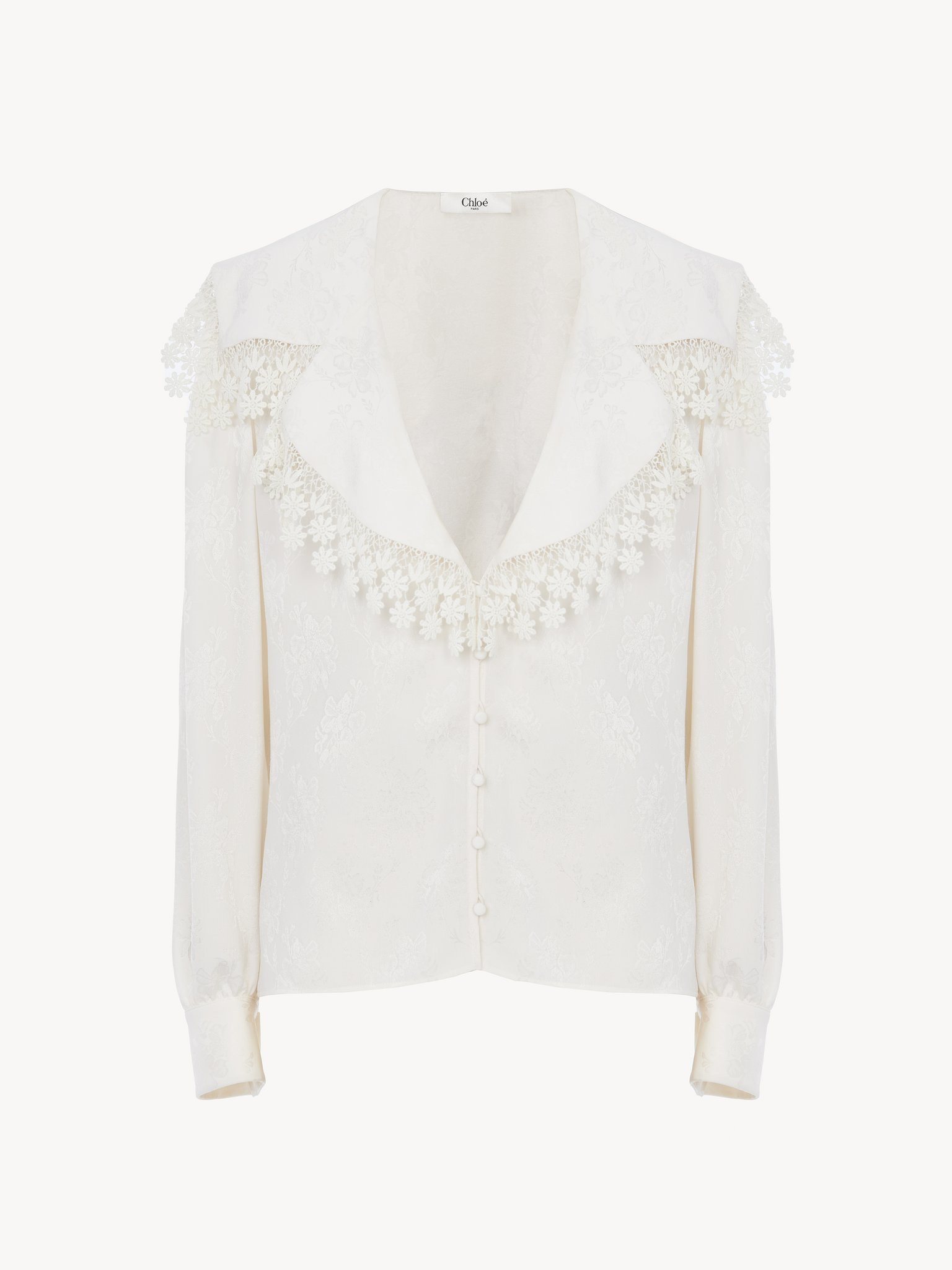 MAXI-COLLAR BLOUSE IN SILK JACQUARD & LACE - 2