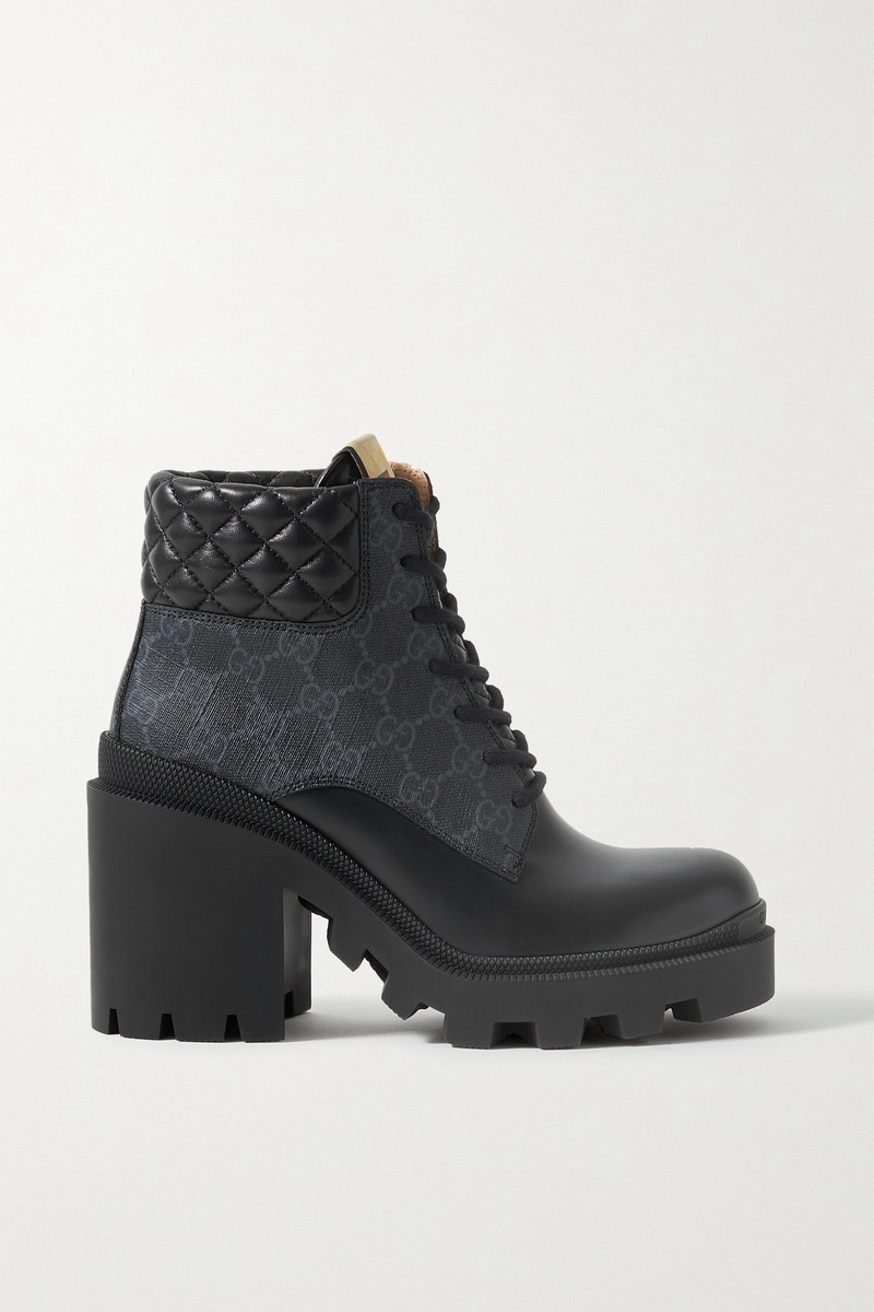 Trip logo-print coated-canvas and leather ankle boots - 1