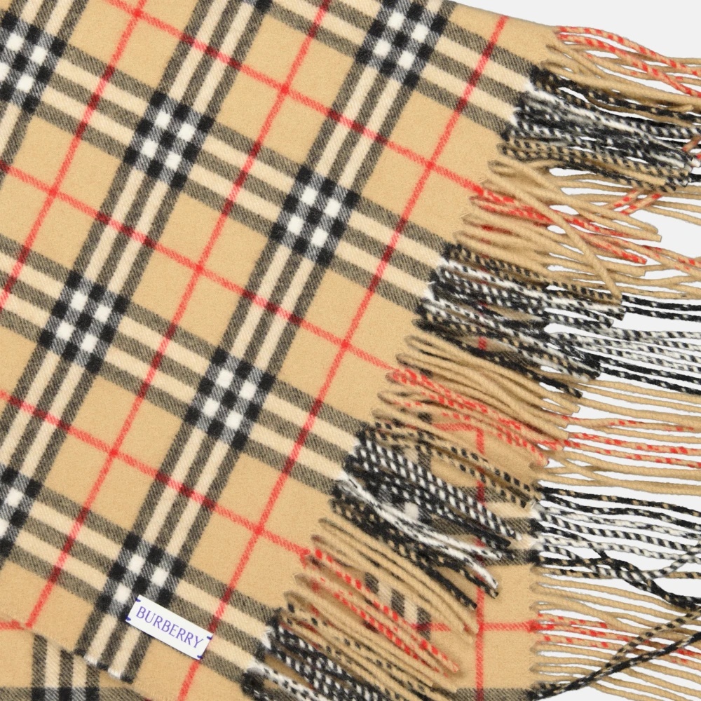 VINTAGE CHECKERED SCARF WITH FRINGED EDGES - 4