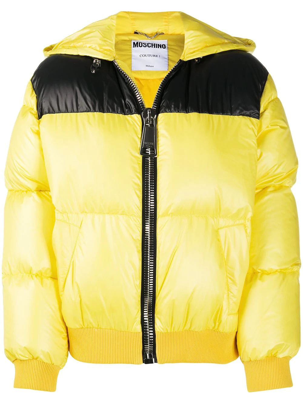 cropped logo print puffer jacket - 1