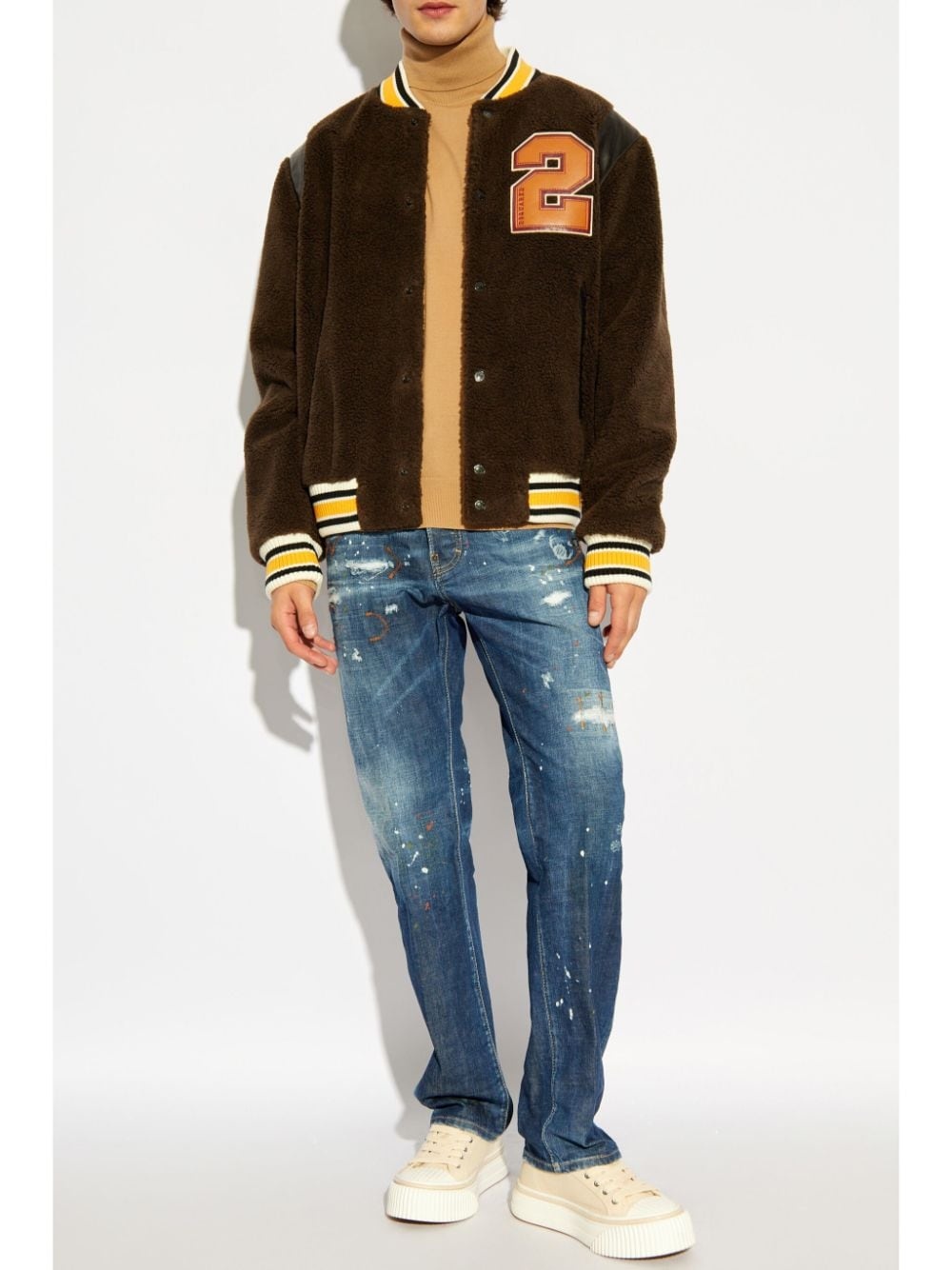 Bear's Varsity shearling bomber jacket - 2