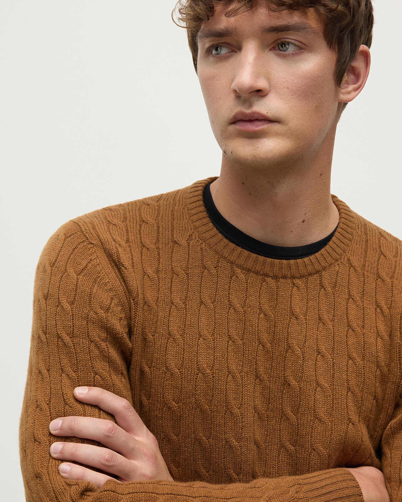Cable Knit Camel Cashmere Jumper - 5