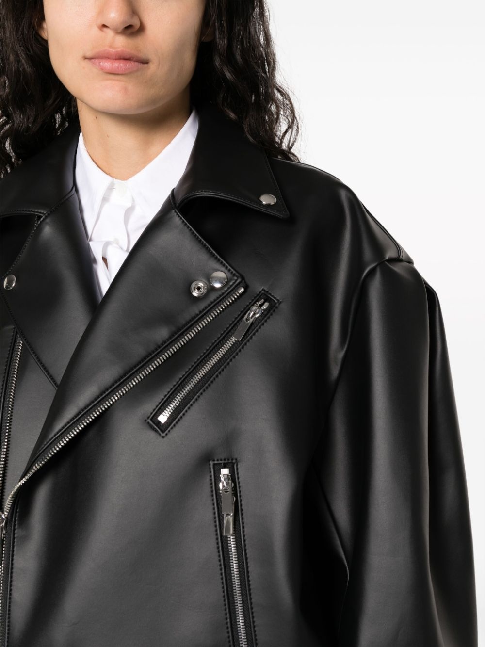 faux-leather biker jacket - 5