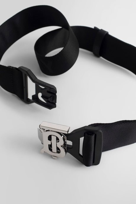 Burberry men's black monogram webbed jacquard belt - 4