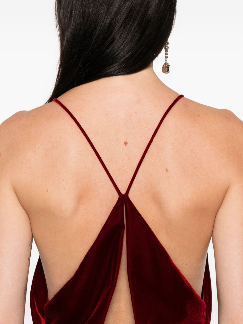 velvet v-neck maxi dress - 5