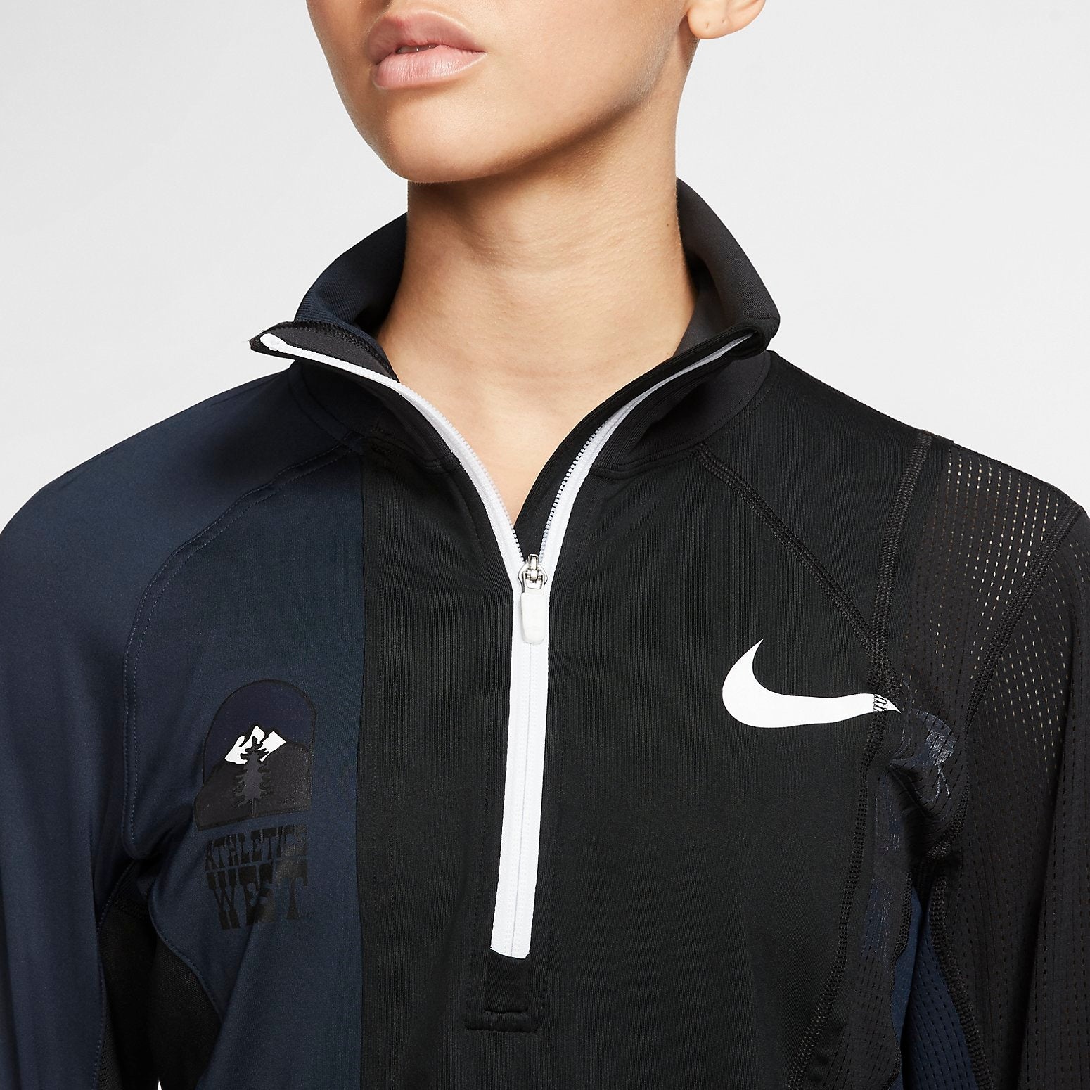 (WMNS) Nike x Sacai Half Zip Running Jacket 'Black Blue' CD6308-010 - 2