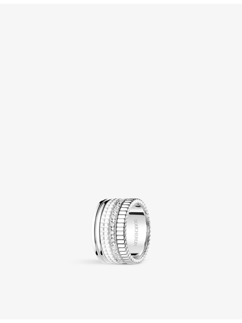 Quatre Double White Edition large 18ct white-gold, white hyceram and 0.52ct round-brilliant cut diam - 3