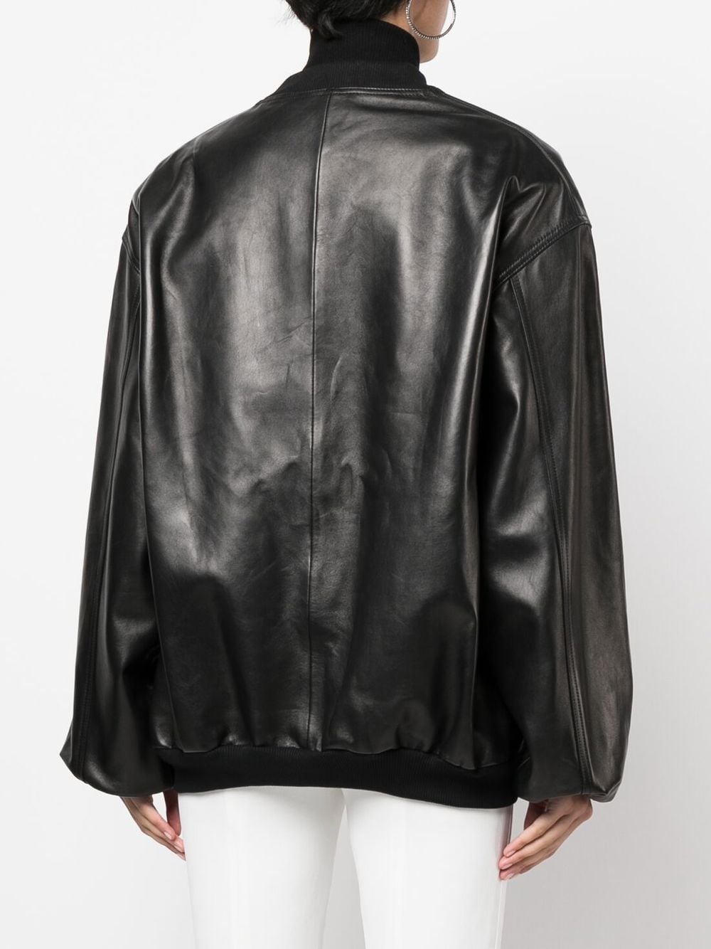 zip-up sheepskin bomber jacket - 4