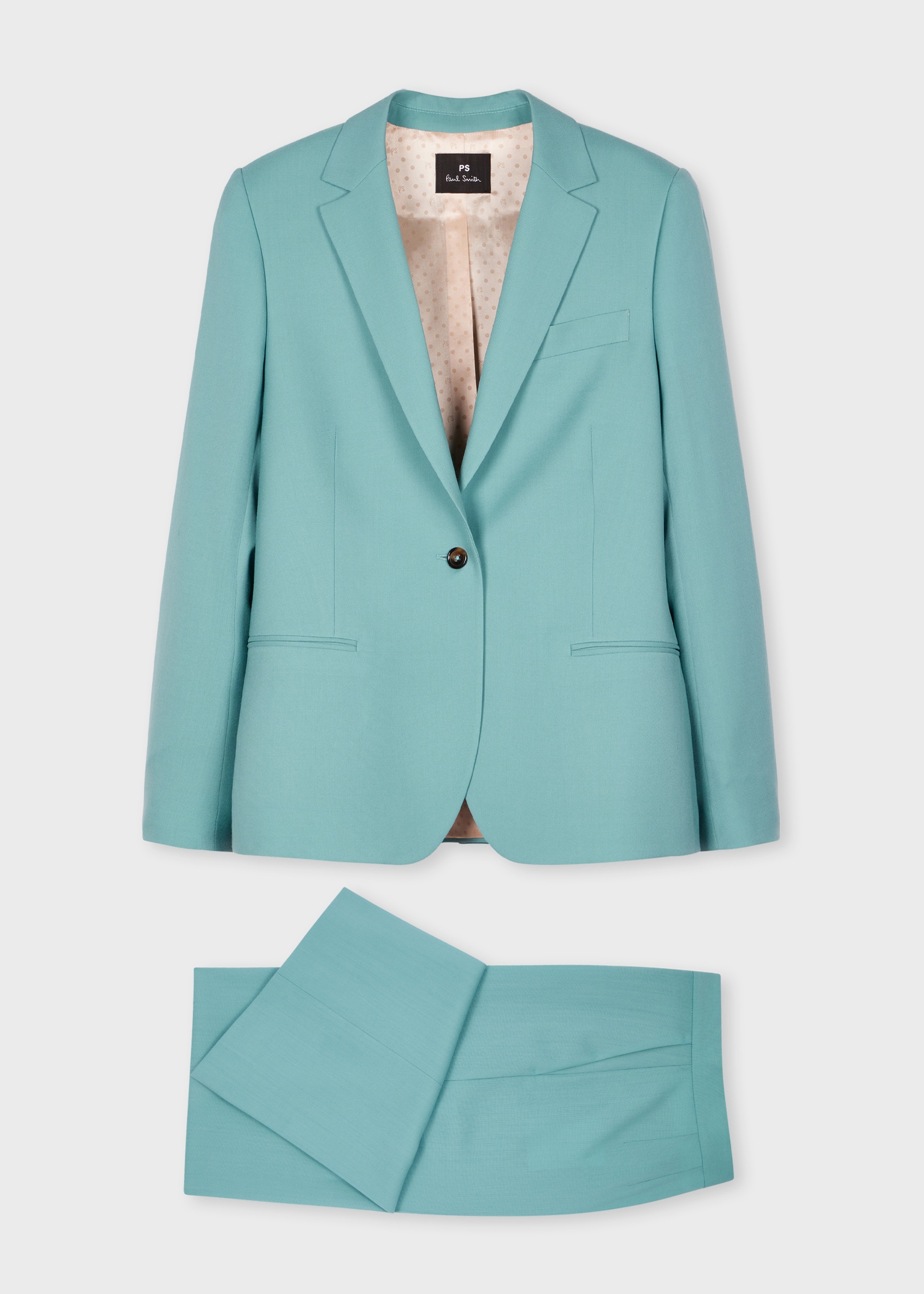 Women's Sea Green Wool Suit - 1