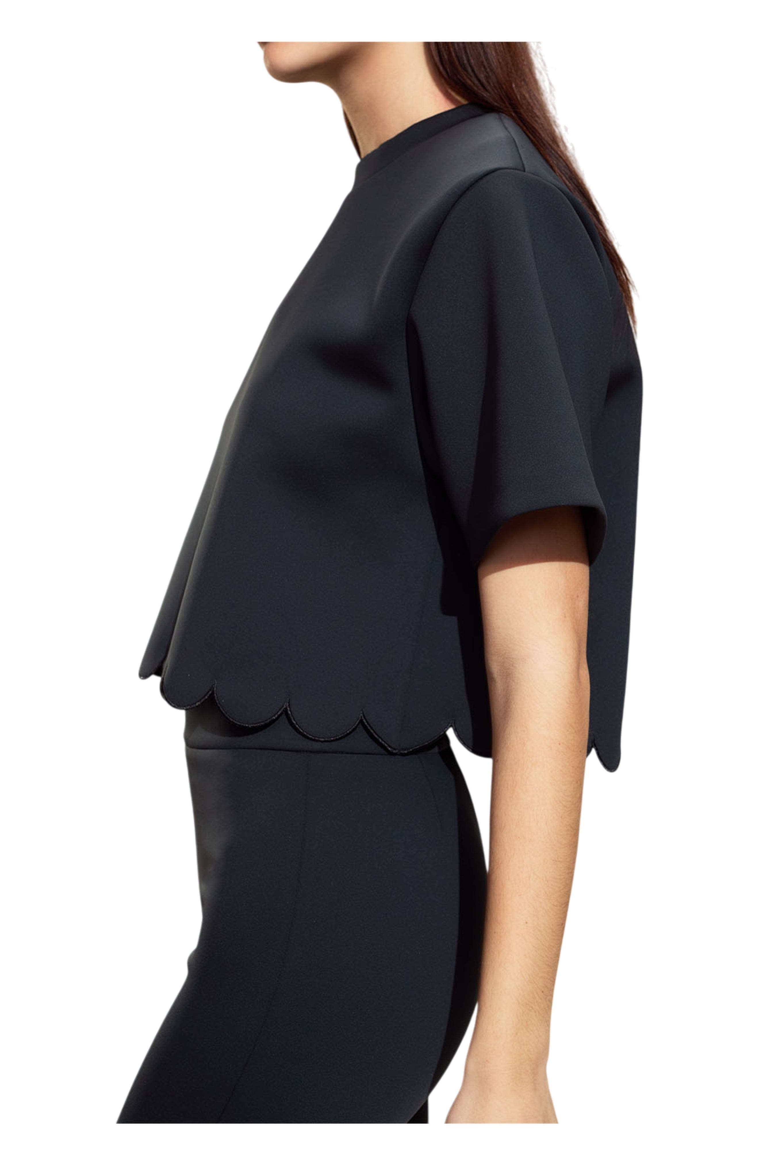 Cynthia Rowley Scallop Bonded Tee in Black at Nordstrom - 3