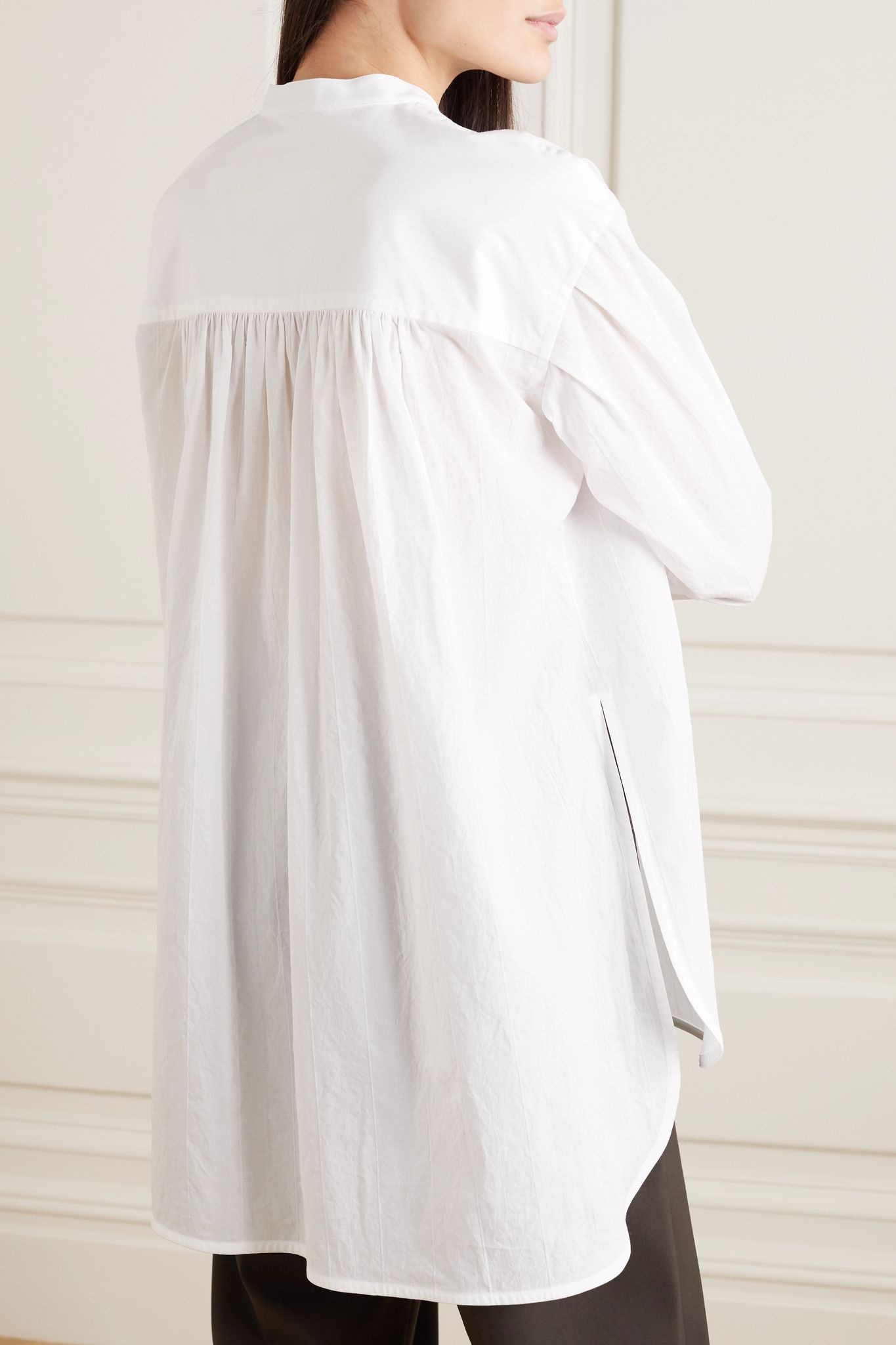 Oversized embroidered cotton-poplin tunic - 4